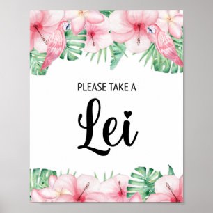 Neem een Lei Sign Tropical Hawaiian Luau Poster