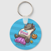 Neem een pauze Funny Relaxed Rhino Poolside Cartoo Sleutelhanger (Voorkant)