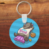 Neem een pauze Funny Relaxed Rhino Poolside Cartoo Sleutelhanger (Achterkant)