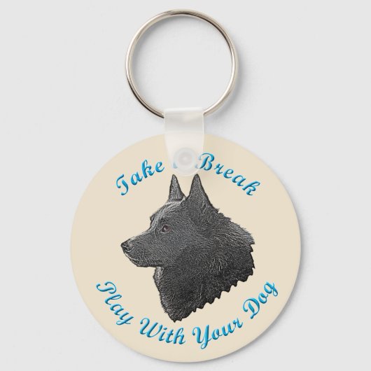 Neem een pauze (Schipperke) Sleutelhanger (Voorkant)