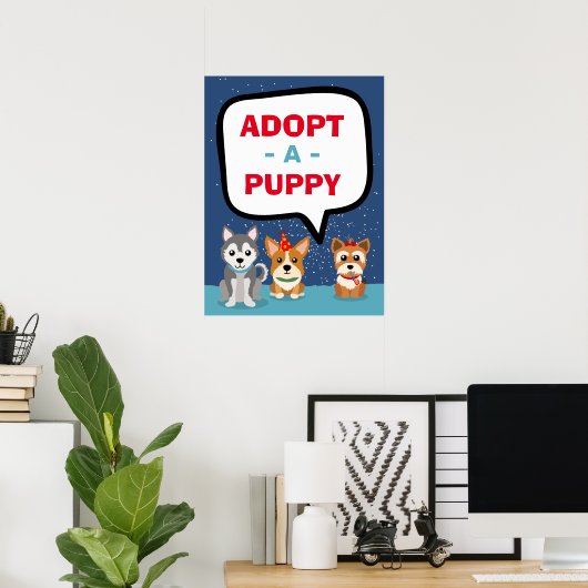 Neem een puppy met de naam verjaardagsbericht aan poster (Thuiskantoor)
