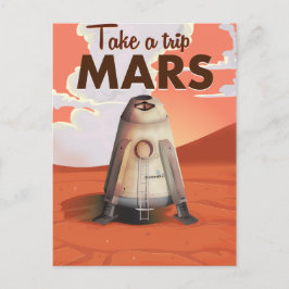 Neem een reis naar het Mars vintage-poster. Briefkaart