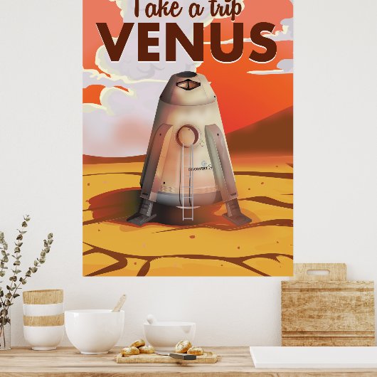 Neem een reis naar Venus reisposter. Poster (Keuken)