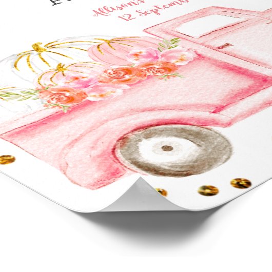 Neem een roze pompoenbord voor een trapeziumwagen. poster (Hoek)