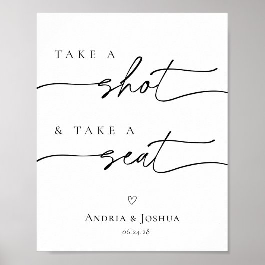 Neem een schot en neem een stoel bruiloft teken poster (Voorkant)