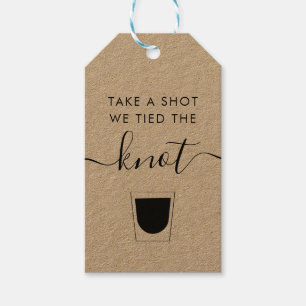 Neem een schot We gebonden de knoop bruiloft glas Cadeaulabel