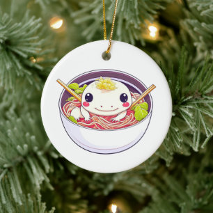 Neem een soep-er kerst Axolotl in Ramen Keramisch Ornament
