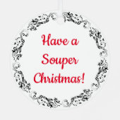 Neem een souper kerst | Grappig eten Pun Metalen Ornament (Achterkant)