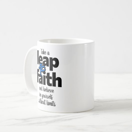 Neem een sprong van geloof en geloof... Mok (Voorkant links)