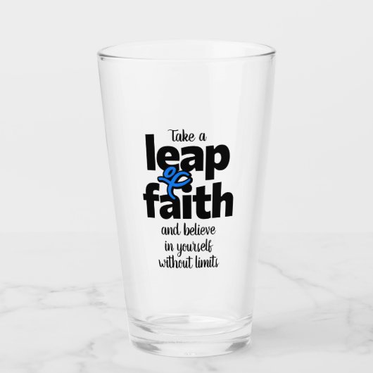 Neem een sprong van geloof en geloof... Mok Glas (Voorkant)