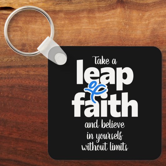 Neem een sprong van geloof en geloof... sleutelhanger (Voorkant)