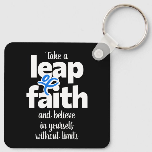 Neem een sprong van geloof en geloof... sleutelhanger (Achterkant)