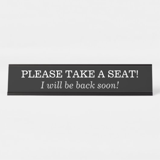 "NEEM EEN STOEL!" BUREAU NAAMBORDJE (Voorkant)