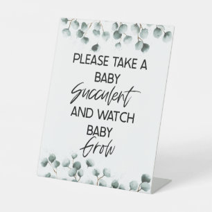 Neem een Succulent Baby shower Favor Sign Reclamebord Met Voetstuk