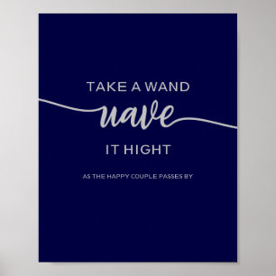 Neem een toverstaf Elegant Navyblauw Zilveren Trou Poster