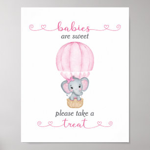 Neem een traktatie roze olifant baby meisje douche poster