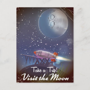 Neem een Trip. Bezoek het Moon  cartoon poster Briefkaart
