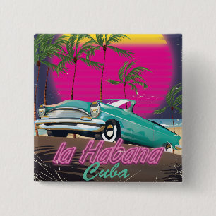 Neem een trip naar Cuba reto 1985 poster Vierkante Button 5,1 Cm
