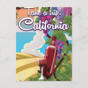 Neem een Trip.  wijnreisposter Californië Briefkaart