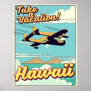 Neem een vakantie! Hawaii reis cartoon Poster