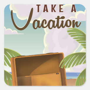 Neem een vakantie vintage reisposter vierkante sticker