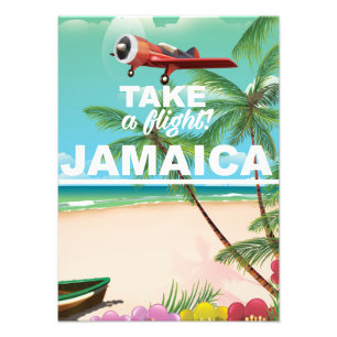 Neem een vlucht! Jamaica Retro vakantie-poster Foto Afdruk