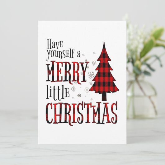 Neem een vrolijke kleine kerstboom feestdagenkaart (Staand voorkant)