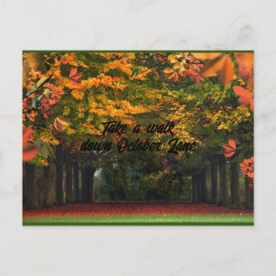 Neem een wandeling langs October Lane herfst ansic Feestdagenkaart