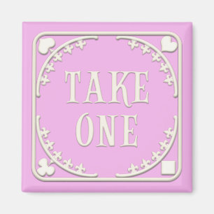 "Neem een" Wonderland Tea Party Temping Pink Magneet