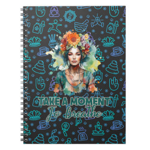 Neem even de tijd om Zen Flowers Yoga Meisje in te Notitieboek