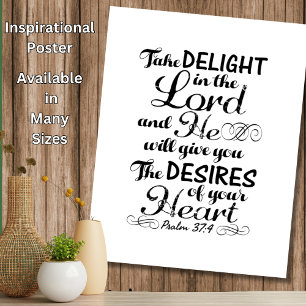 Neem genoegen in de Lord Psalm 37 4 Bijbelverse Poster