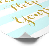 Neem gerust bordjes Blauwe Strepen Goud Poster (Hoek)