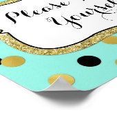 Neem gerust mee Zwarte Blauwe Gouden Confetti Poster (Hoek)