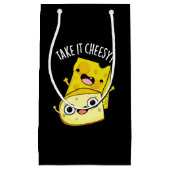 Neem het Cheesy Funny Food Pun Dark BG Klein Cadeauzakje (Voorkant)