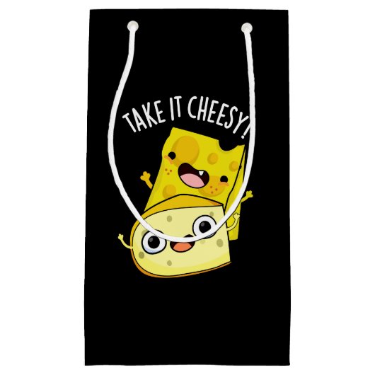 Neem het Cheesy Funny Food Pun Dark BG Klein Cadeauzakje (Voorkant)