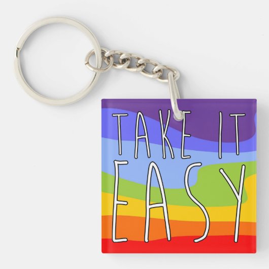 NEEM HET EENVOUDIG + uw achtergrond Sleutelhanger (Voorkant)