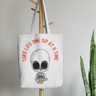 Neem het leven een slok per keer - Motivatie koffi Tote Bag