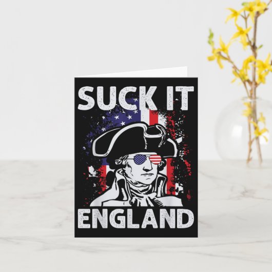 Neem het maar op, Engeland Grappig 4 juli Herdenki Kaart (Gele Bloem)