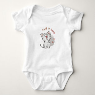 Neem het rustig aan Grappig kitten cat baby pak Romper
