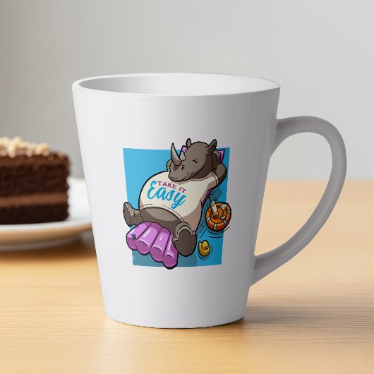 Neem het rustig ontspannen neushoorn grappig zwemb latte mok