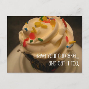 Neem je cupcake en eet hem ook op briefkaart