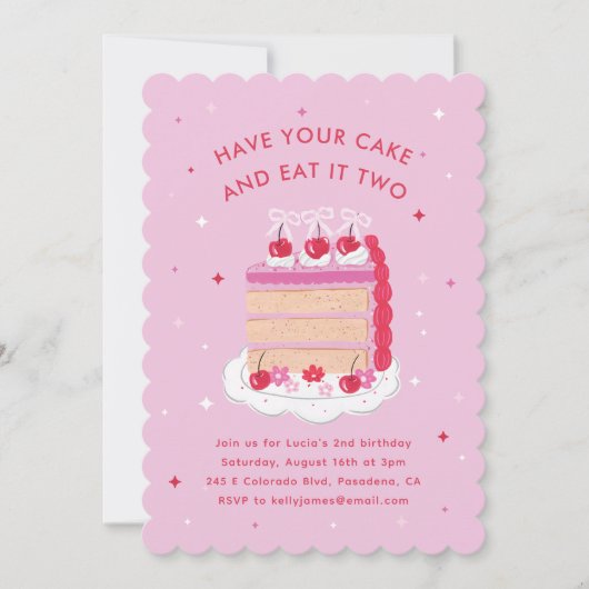 Neem je taart en eet het twee 2e verjaardag kaart (Voorkant)