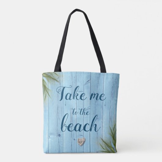 Neem me mee naar Beach Coastal Lichtblauw Rustiek Draagtas (Achterkant)