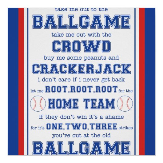 Neem me mee naar de Ballgame, Baseball Perfect Poster (Voorkant)