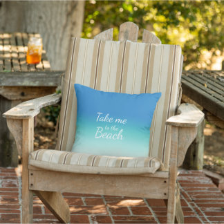 "Neem me mee naar het strand" Modern blauw ombre Buitenkussen