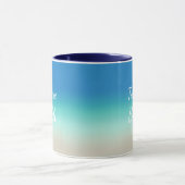 "Neem me mee naar het strand" Modern blauw ombre Mok (Midden)