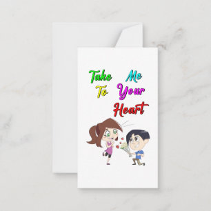 Neem me mee naar je hart valentijnskaarten notitiekaartje