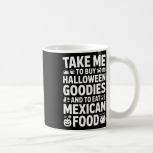 Neem me mee om Halloween-spullen te kopen en Mexic Koffiemok