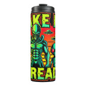 Neem me nu al, retro-stijl groene huid aliens thermosbeker (Voorkant)