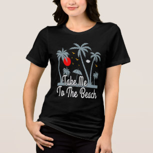 Neem Me Strand Surfen Zonsondergang Zomer Ontsnapp Tri-Blend Shirt
